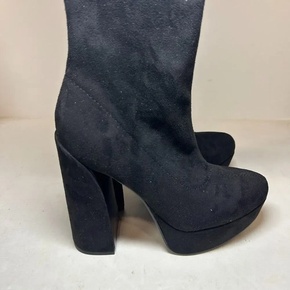 GUESS Womens 6 M Black Cristy High Heel Over The Knee Platform Boots DISPLAY QW5